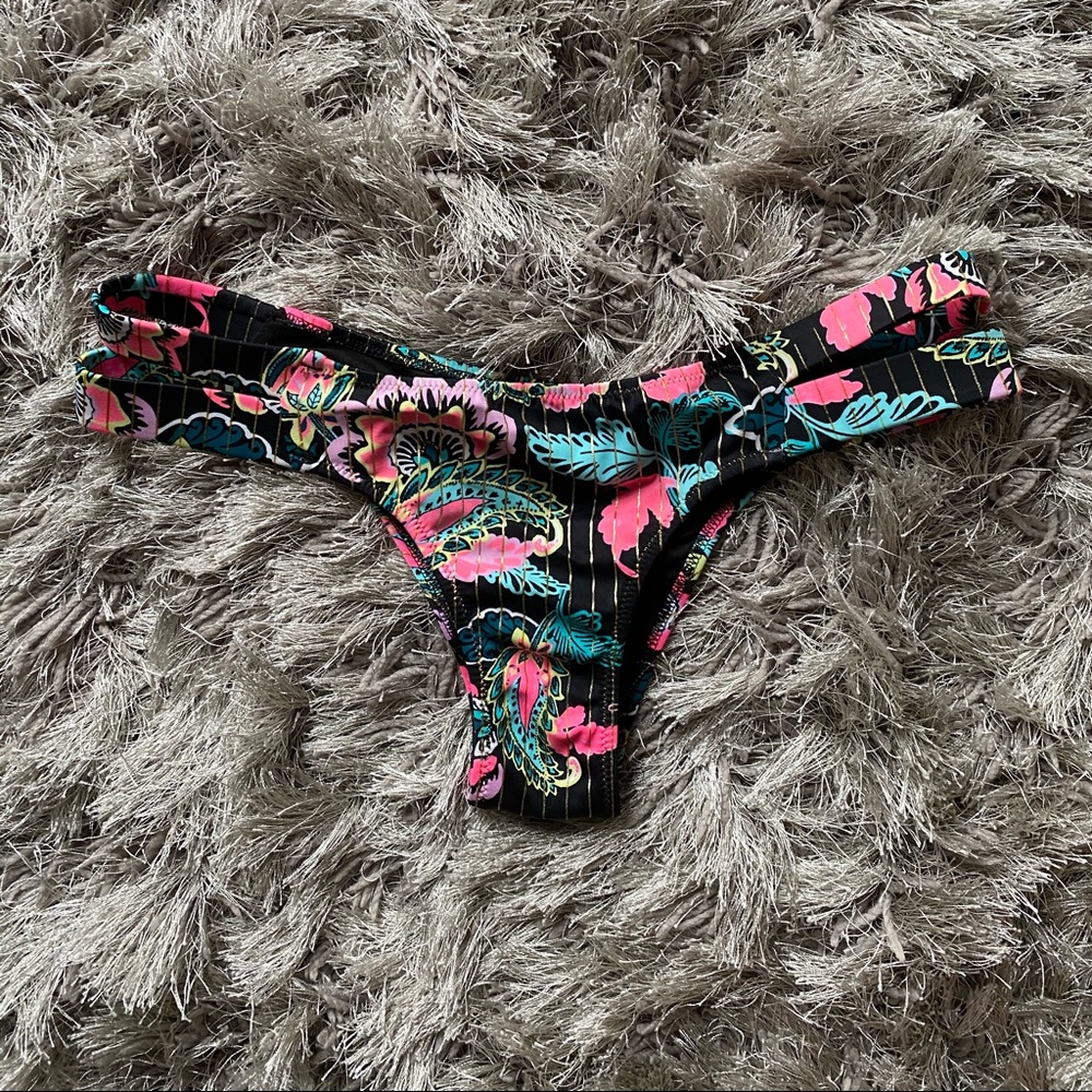 Neon floral bikini bottoms